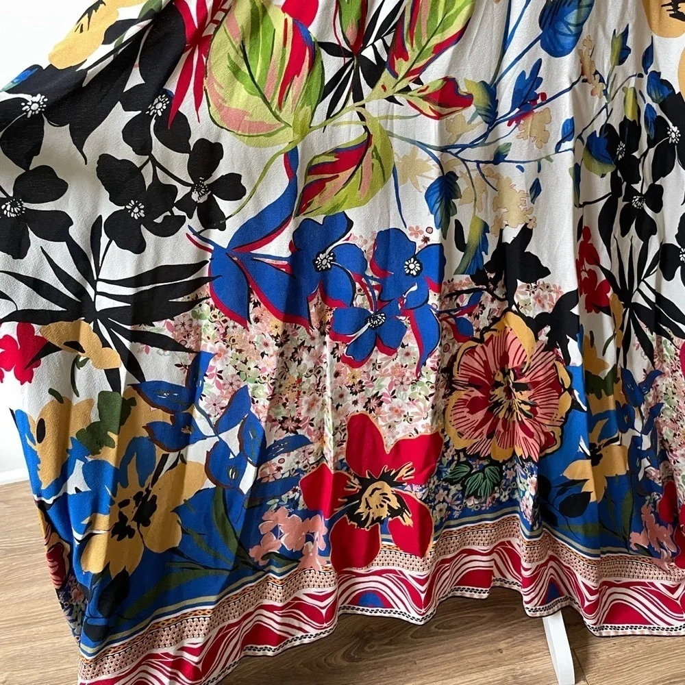 SFIZIO Colorful Floral Maxi Dress Size L Tall Sleeveless - Picture 3 of 10